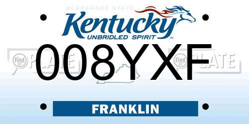 008YXF Kentucky License Plate
