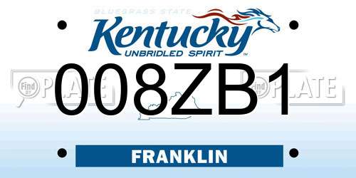 008ZB1 Kentucky License Plate