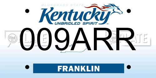 009ARR Kentucky License Plate