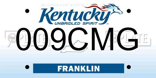 009CMG Kentucky License Plate