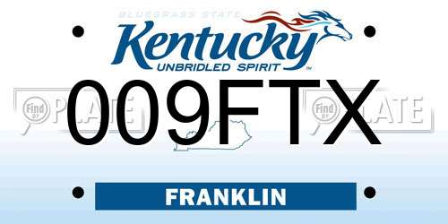 009FTX Kentucky License Plate
