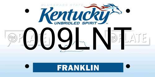 009LNT Kentucky License Plate