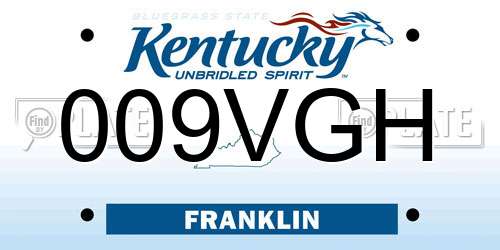 009VGH Kentucky License Plate