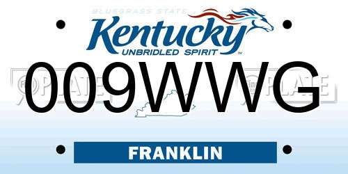 009WWG Kentucky License Plate