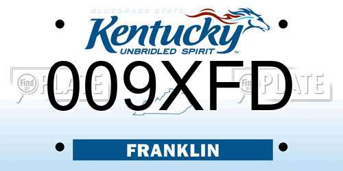 009XFD Kentucky License Plate