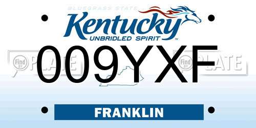 009YXF Kentucky License Plate