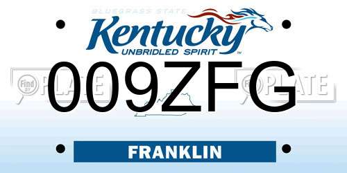009ZFG Kentucky License Plate