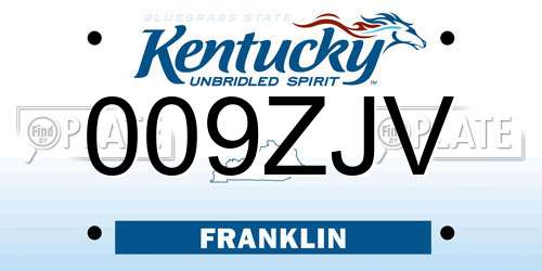 009ZJV Kentucky License Plate