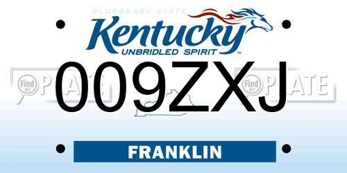 009ZXJ Kentucky License Plate