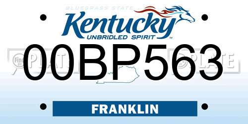 00BP563 Kentucky License Plate