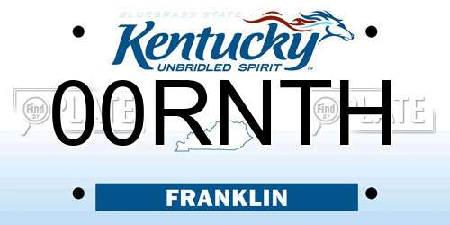 00RNTH Kentucky License Plate