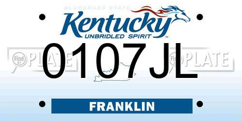 0107JL Kentucky License Plate
