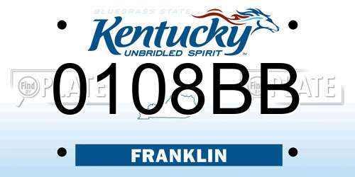 0108BB Kentucky License Plate