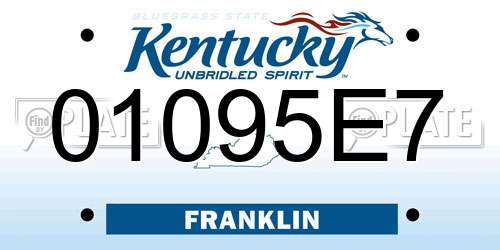 01095E7 Kentucky License Plate