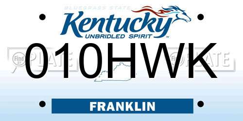 010HWK Kentucky License Plate