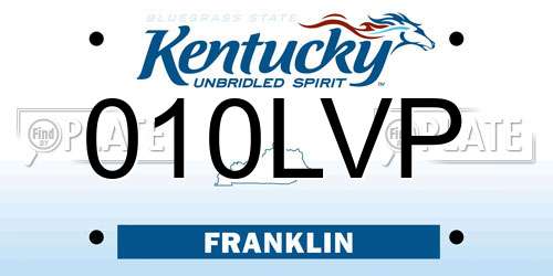 010LVP Kentucky License Plate
