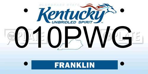 010PWG Kentucky License Plate