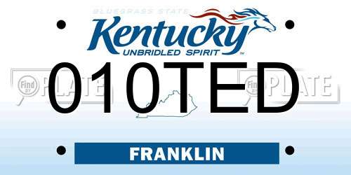 010TED Kentucky License Plate