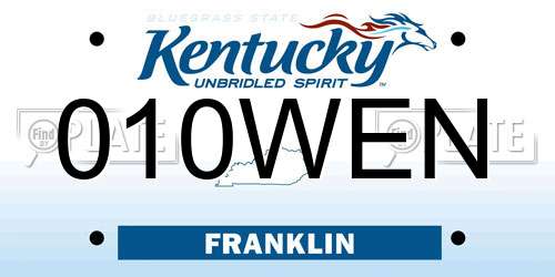 010WEN Kentucky License Plate
