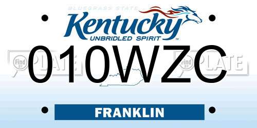 010WZC Kentucky License Plate