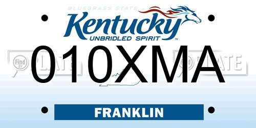 010XMA Kentucky License Plate