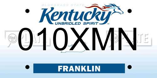 010XMN Kentucky License Plate