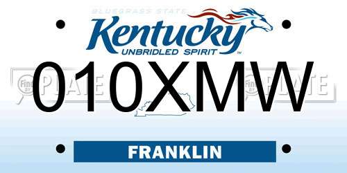 010XMW Kentucky License Plate