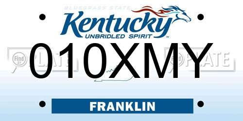 010XMY Kentucky License Plate