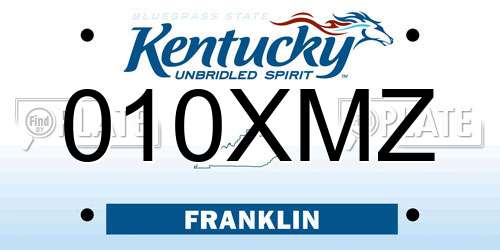 010XMZ Kentucky License Plate