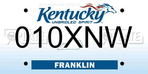 010XNW Kentucky License Plate