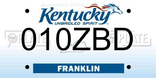 010ZBD Kentucky License Plate