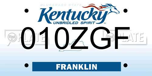 010ZGF Kentucky License Plate