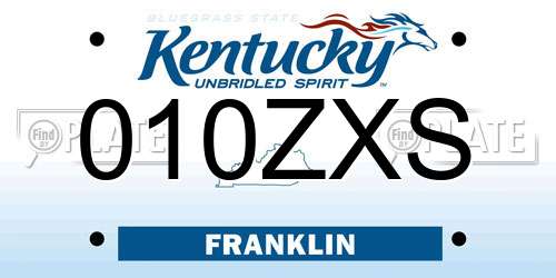 010ZXS Kentucky License Plate