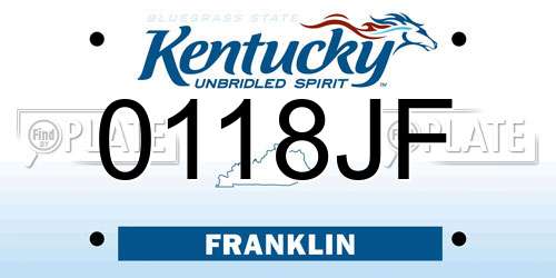 0118JF Kentucky License Plate