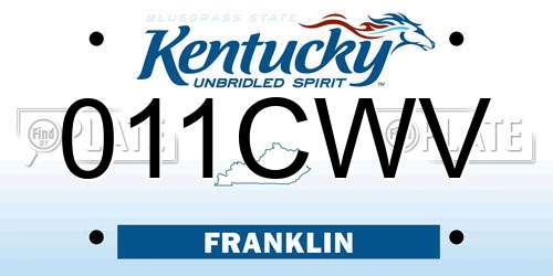 011CWV Kentucky License Plate