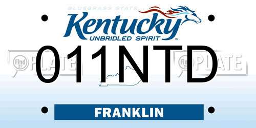 011NTD Kentucky License Plate
