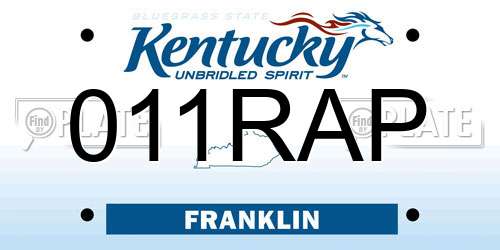 011RAP Kentucky License Plate