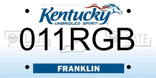 011RGB Kentucky License Plate