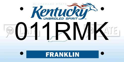 011RMK Kentucky License Plate