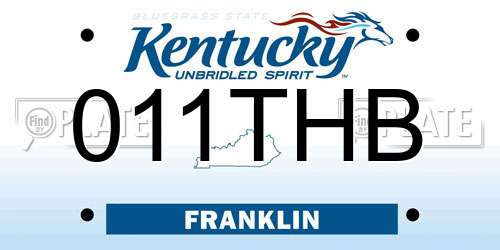 011THB Kentucky License Plate