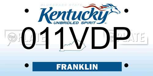 011VDP Kentucky License Plate