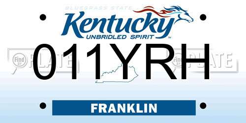 011YRH Kentucky License Plate
