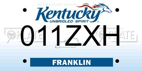 011ZXH Kentucky License Plate