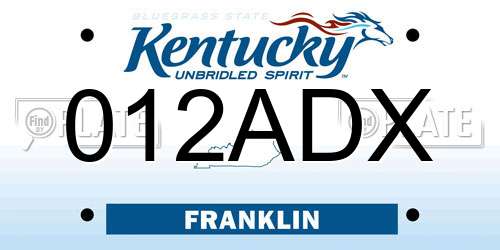 012ADX Kentucky License Plate