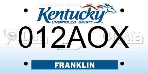 012AOX Kentucky License Plate