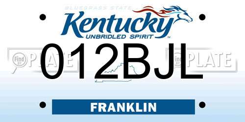 012BJL Kentucky License Plate