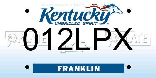 012LPX Kentucky License Plate