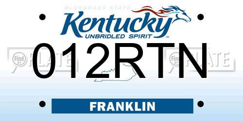 012RTN Kentucky License Plate