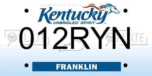 012RYN Kentucky License Plate