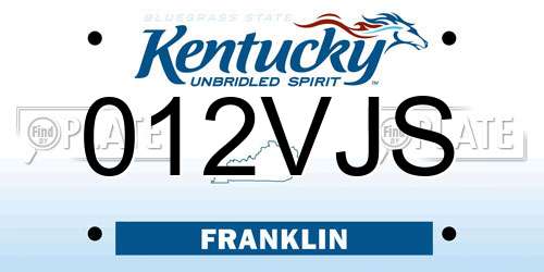 012VJS Kentucky License Plate